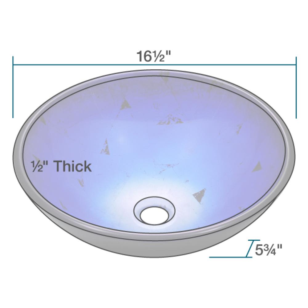 Rene 17" Round Glass Bathroom Sink, Gradient Blue, with Faucet, R5-5008-R9-7001-BN - The Sink Boutique