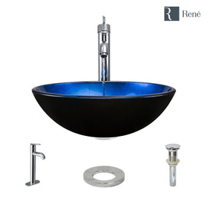 Alternate Image for Rene 17" Round Glass Bathroom Sink, Gradient Blue, with Faucet, R5-5008-R9-7001-C