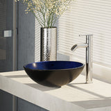 Rene 17" Round Glass Bathroom Sink, Gradient Blue, with Faucet, R5-5008-R9-7001-C - The Sink Boutique