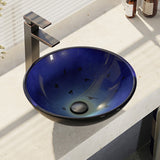Rene 17" Round Glass Bathroom Sink, Gradient Blue, with Faucet, R5-5008-R9-7003-ABR - The Sink Boutique