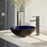 Rene 17" Round Glass Bathroom Sink, Gradient Blue, with Faucet, R5-5008-R9-7003-ABR - The Sink Boutique