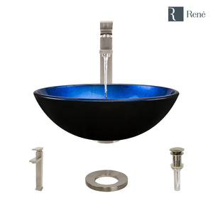 Alternate Image for Rene 17" Round Glass Bathroom Sink, Gradient Blue, with Faucet, R5-5008-R9-7003-BN
