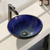Rene 17" Round Glass Bathroom Sink, Gradient Blue, with Faucet, R5-5008-R9-7006-ABR - The Sink Boutique