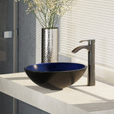 Rene 17" Round Glass Bathroom Sink, Gradient Blue, with Faucet, R5-5008-R9-7006-ABR - The Sink Boutique