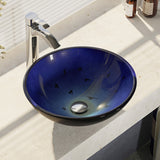 Rene 17" Round Glass Bathroom Sink, Gradient Blue, with Faucet, R5-5008-R9-7006-C - The Sink Boutique