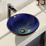 Rene 17" Round Glass Bathroom Sink, Gradient Blue, with Faucet, R5-5008-R9-7007-ABR - The Sink Boutique