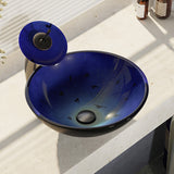 Rene 17" Round Glass Bathroom Sink, Gradient Blue, with Faucet, R5-5008-WF-ABR - The Sink Boutique