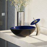 Rene 17" Round Glass Bathroom Sink, Gradient Blue, with Faucet, R5-5008-WF-BN - The Sink Boutique