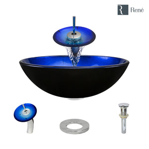 Alternate Image for Rene 17" Round Glass Bathroom Sink, Gradient Blue, with Faucet, R5-5008-WF-C