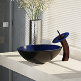 Rene 17" Round Glass Bathroom Sink, Gradient Blue, with Faucet, R5-5008-WF-ORB - The Sink Boutique