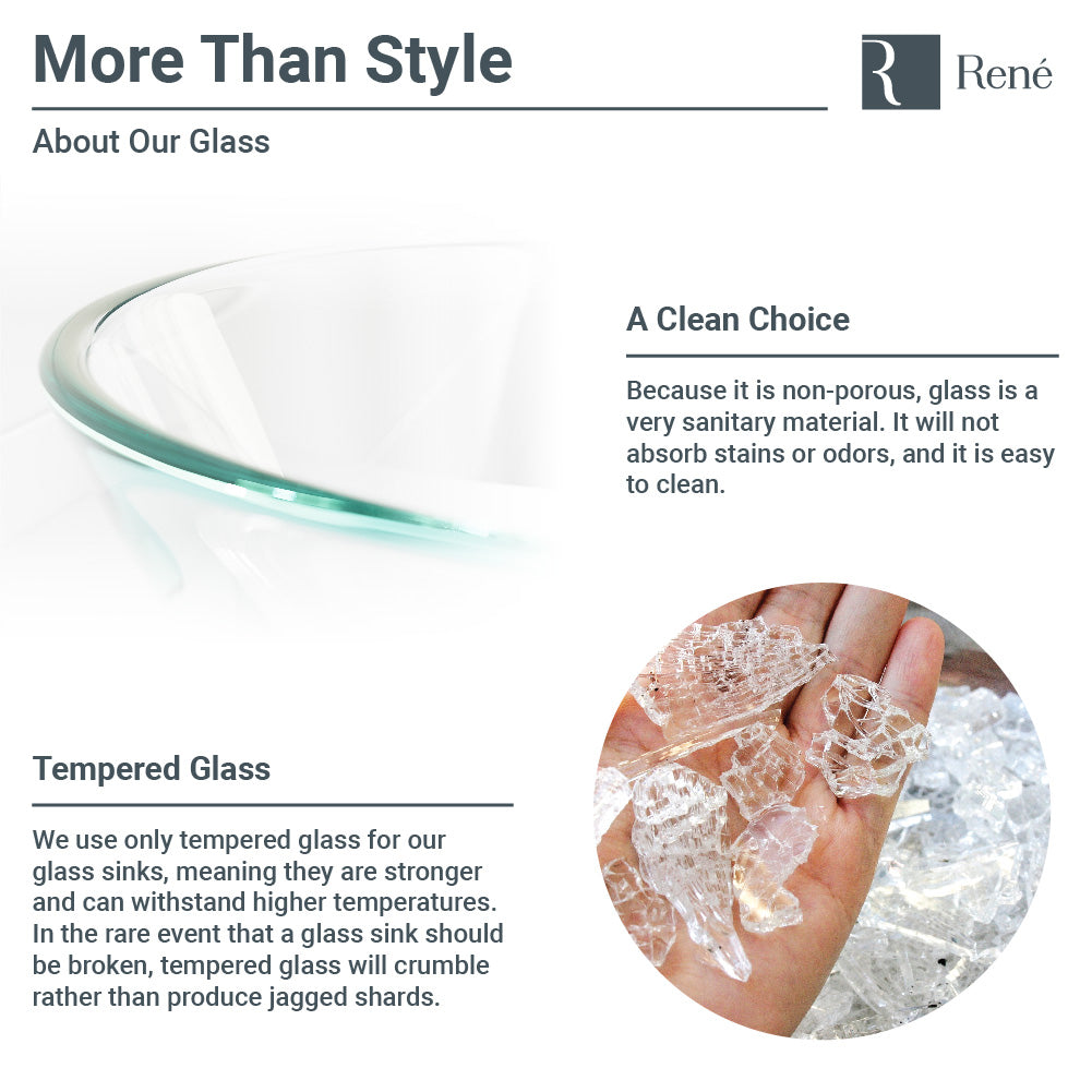 Rene 17" Specialty Glass Bathroom Sink, Frosted, with Faucet, R5-5011-R9-7001-ABR - The Sink Boutique