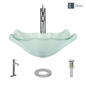Alternate Image for Rene 17" Specialty Glass Bathroom Sink, Frosted, with Faucet, R5-5011-R9-7001-C