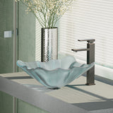 Rene 17" Specialty Glass Bathroom Sink, Frosted, with Faucet, R5-5011-R9-7003-ABR - The Sink Boutique