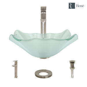 Alternate Image for Rene 17" Specialty Glass Bathroom Sink, Frosted, with Faucet, R5-5011-R9-7003-BN