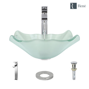 Alternate Image for Rene 17" Specialty Glass Bathroom Sink, Frosted, with Faucet, R5-5011-R9-7003-C