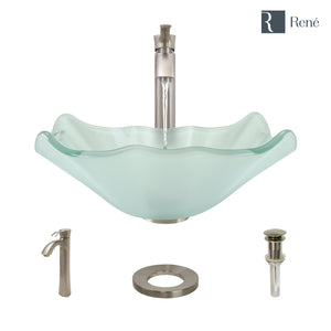 Alternate Image for Rene 17" Specialty Glass Bathroom Sink, Frosted, with Faucet, R5-5011-R9-7006-BN