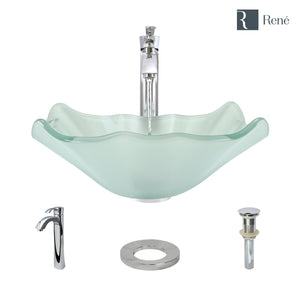 Alternate Image for Rene 17" Specialty Glass Bathroom Sink, Frosted, with Faucet, R5-5011-R9-7006-C