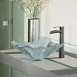 Rene 17" Specialty Glass Bathroom Sink, Frosted, with Faucet, R5-5011-R9-7007-ABR - The Sink Boutique