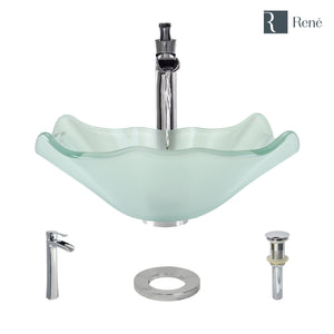 Alternate Image for Rene 17" Specialty Glass Bathroom Sink, Frosted, with Faucet, R5-5011-R9-7007-C