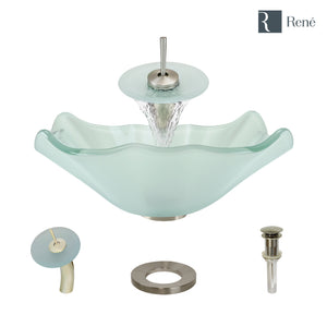 Alternate Image for Rene 17" Specialty Glass Bathroom Sink, Frosted, with Faucet, R5-5011-WF-BN