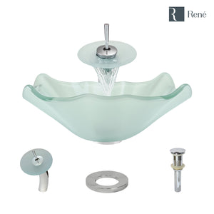 Alternate Image for Rene 17" Specialty Glass Bathroom Sink, Frosted, with Faucet, R5-5011-WF-C