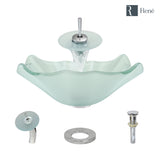 Rene 17" Specialty Glass Bathroom Sink, Frosted, with Faucet, R5-5011-WF-C