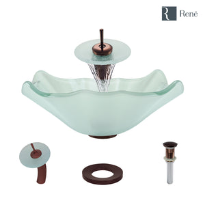 Alternate Image for Rene 17" Specialty Glass Bathroom Sink, Frosted, with Faucet, R5-5011-WF-ORB