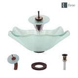 Rene 17" Specialty Glass Bathroom Sink, Frosted, with Faucet, R5-5011-WF-ORB