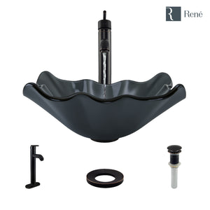 Alternate Image for Rene 17" Specialty Glass Bathroom Sink, Smoky Black, with Faucet, R5-5012-R9-7001-ABR