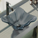 Rene 17" Specialty Glass Bathroom Sink, Smoky Black, with Faucet, R5-5012-R9-7001-ABR - The Sink Boutique