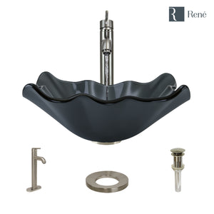 Alternate Image for Rene 17" Specialty Glass Bathroom Sink, Smoky Black, with Faucet, R5-5012-R9-7001-BN
