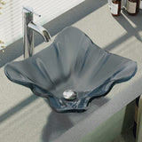 Rene 17" Specialty Glass Bathroom Sink, Smoky Black, with Faucet, R5-5012-R9-7001-C - The Sink Boutique