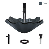 Rene 17" Specialty Glass Bathroom Sink, Smoky Black, with Faucet, R5-5012-R9-7003-ABR