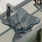 Rene 17" Specialty Glass Bathroom Sink, Smoky Black, with Faucet, R5-5012-R9-7003-ABR - The Sink Boutique