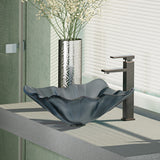 Rene 17" Specialty Glass Bathroom Sink, Smoky Black, with Faucet, R5-5012-R9-7003-ABR - The Sink Boutique