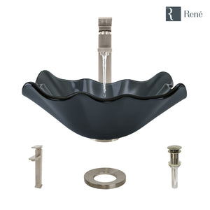 Alternate Image for Rene 17" Specialty Glass Bathroom Sink, Smoky Black, with Faucet, R5-5012-R9-7003-BN