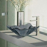 Rene 17" Specialty Glass Bathroom Sink, Smoky Black, with Faucet, R5-5012-R9-7003-BN - The Sink Boutique