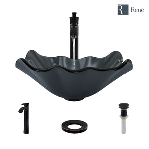 Alternate Image for Rene 17" Specialty Glass Bathroom Sink, Smoky Black, with Faucet, R5-5012-R9-7006-ABR