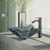 Rene 17" Specialty Glass Bathroom Sink, Smoky Black, with Faucet, R5-5012-R9-7006-ABR - The Sink Boutique