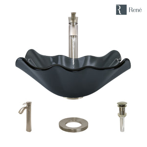Alternate Image for Rene 17" Specialty Glass Bathroom Sink, Smoky Black, with Faucet, R5-5012-R9-7006-BN