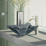 Rene 17" Specialty Glass Bathroom Sink, Smoky Black, with Faucet, R5-5012-R9-7006-BN - The Sink Boutique
