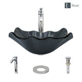 Rene 17" Specialty Glass Bathroom Sink, Smoky Black, with Faucet, R5-5012-R9-7006-C