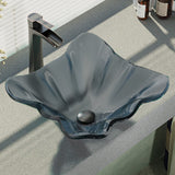 Rene 17" Specialty Glass Bathroom Sink, Smoky Black, with Faucet, R5-5012-R9-7007-ABR - The Sink Boutique