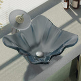 Rene 17" Specialty Glass Bathroom Sink, Smoky Black, with Faucet, R5-5012-WF-BN - The Sink Boutique