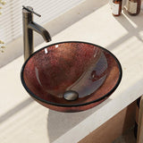 Rene 17" Round Glass Bathroom Sink, Multi-Color, with Faucet, R5-5014-R9-7001-ABR - The Sink Boutique