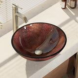 Rene 17" Round Glass Bathroom Sink, Multi-Color, with Faucet, R5-5014-R9-7001-BN - The Sink Boutique
