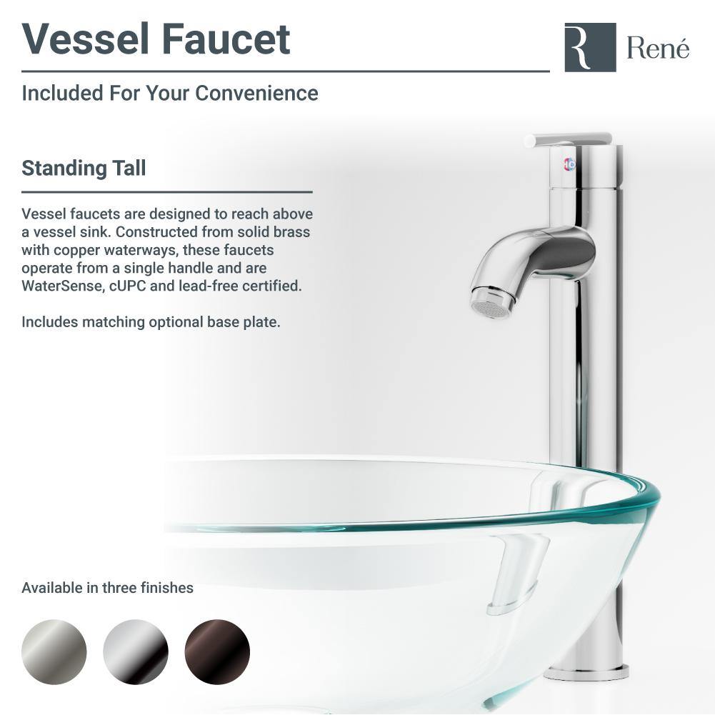 Rene 17" Round Glass Bathroom Sink, Multi-Color, with Faucet, R5-5014-R9-7001-BN - The Sink Boutique
