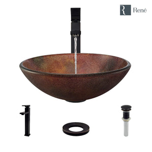 Alternate Image for Rene 17" Round Glass Bathroom Sink, Multi-Color, with Faucet, R5-5014-R9-7003-ABR