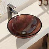 Rene 17" Round Glass Bathroom Sink, Multi-Color, with Faucet, R5-5014-R9-7003-ABR - The Sink Boutique