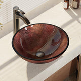 Rene 17" Round Glass Bathroom Sink, Multi-Color, with Faucet, R5-5014-R9-7006-ABR - The Sink Boutique